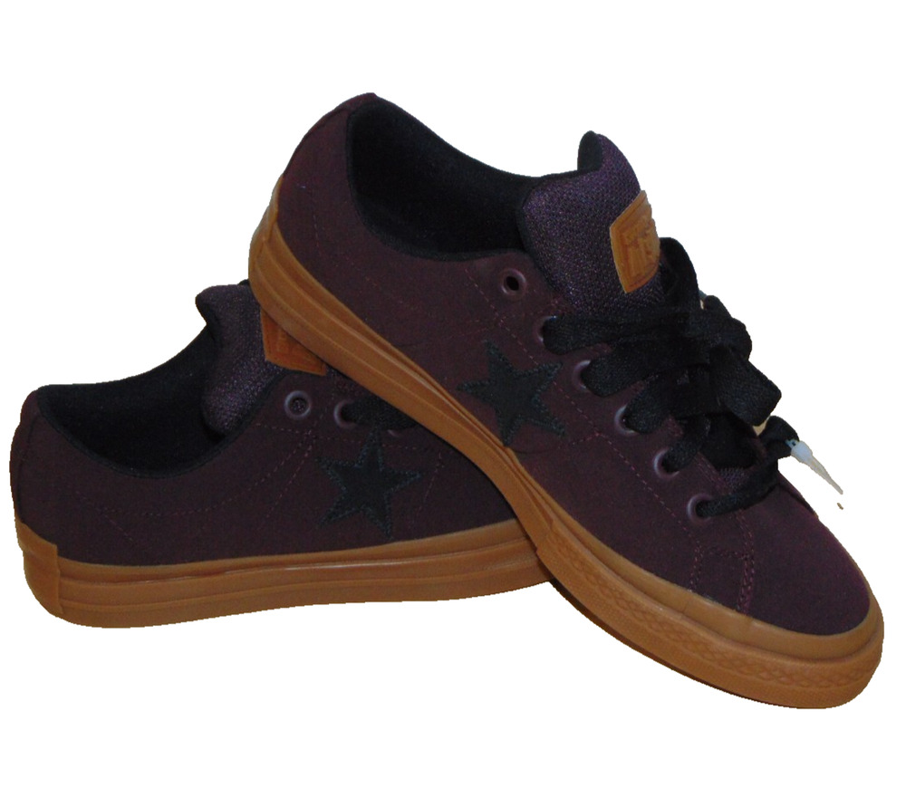 Converse One Star Low Maroon Gum Sole Black Star Mens 11 Womens 12.5 Skate Shoe